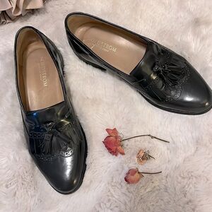 Nordstrom Italy Black Leather Slip On Wingtip Kiltie Tassel Oxford Loafers